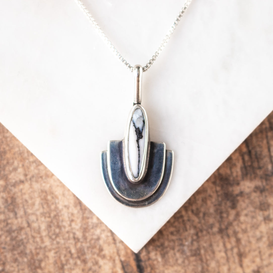White Buffalo Turquoise Double Mesa Necklace