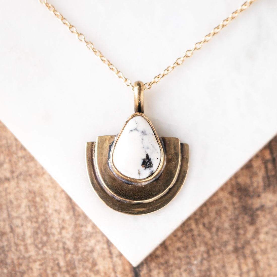 White Buffalo Turquoise Double Mesa Necklace