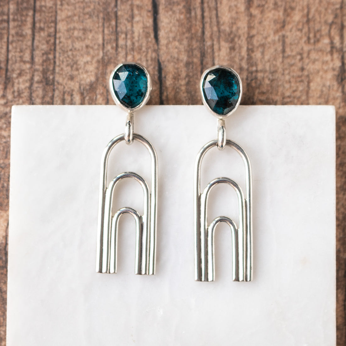 Moss Kyanite Archway Earrings