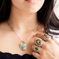 Size 8.25 | Green Royston Ribbon Turquoise Ring