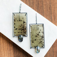 Labradorite Rectangle Mica Earrings