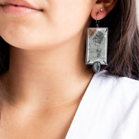 Labradorite Rectangle Mica Earrings