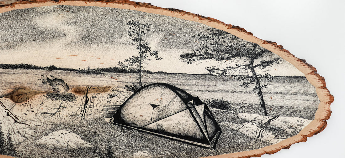 Lake Superior Camping | Drawing on Wood