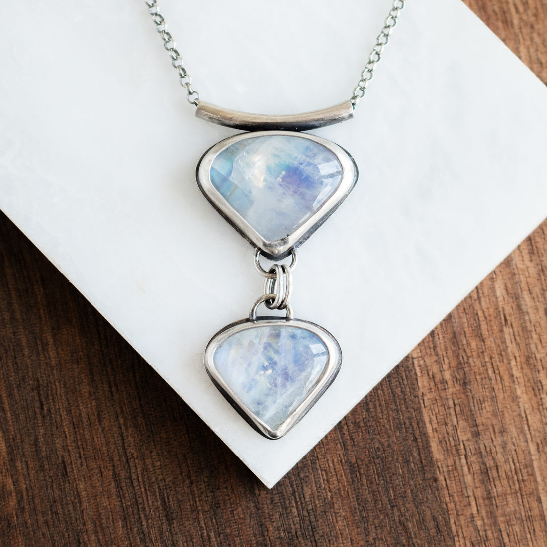 Double Rainbow Moonstone Necklace