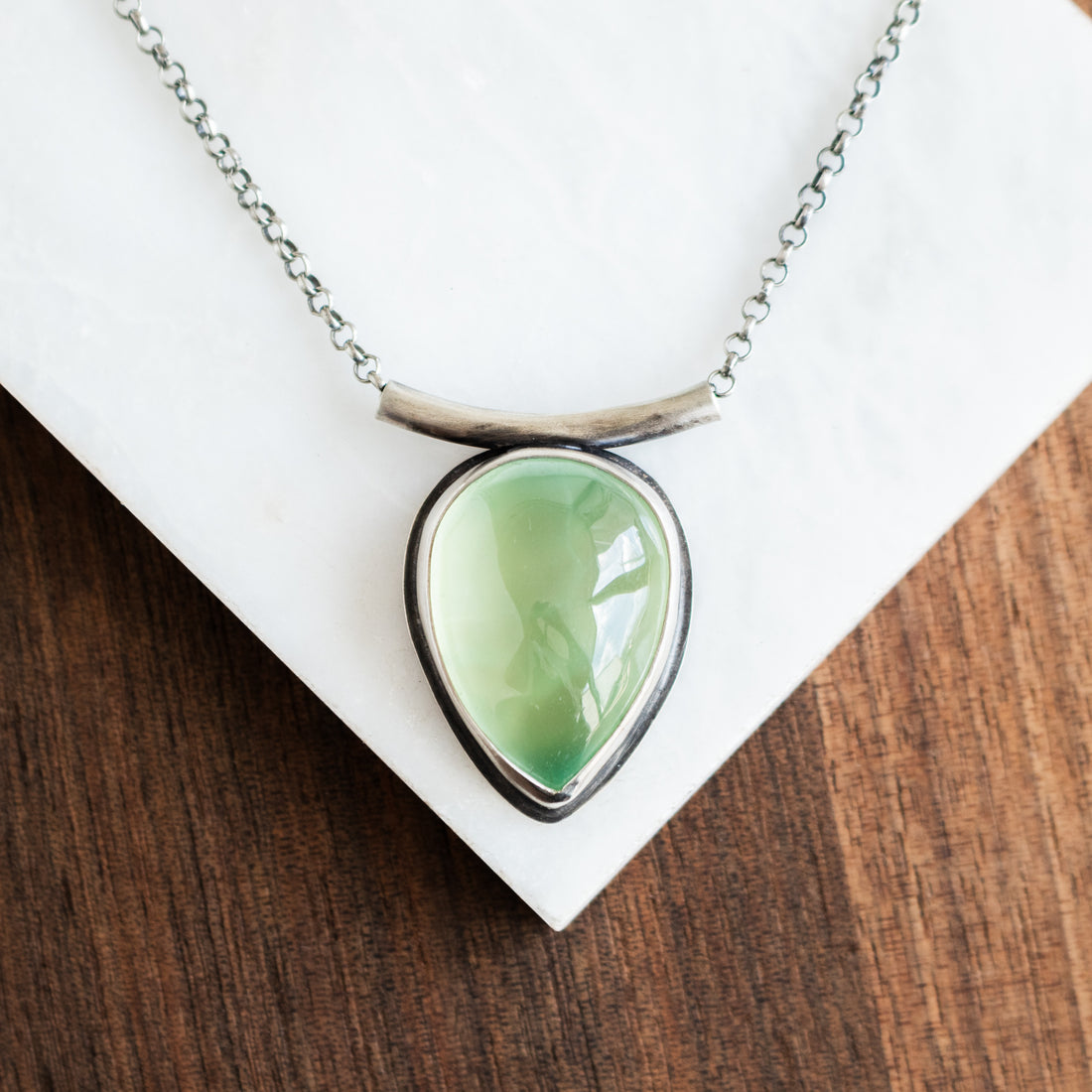Prehnite Teardrop Necklace