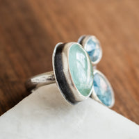 Size 8 | Kyanite & Aquamarine Triple Stone Ring