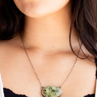 Prehnite Horizontal Oval Necklace
