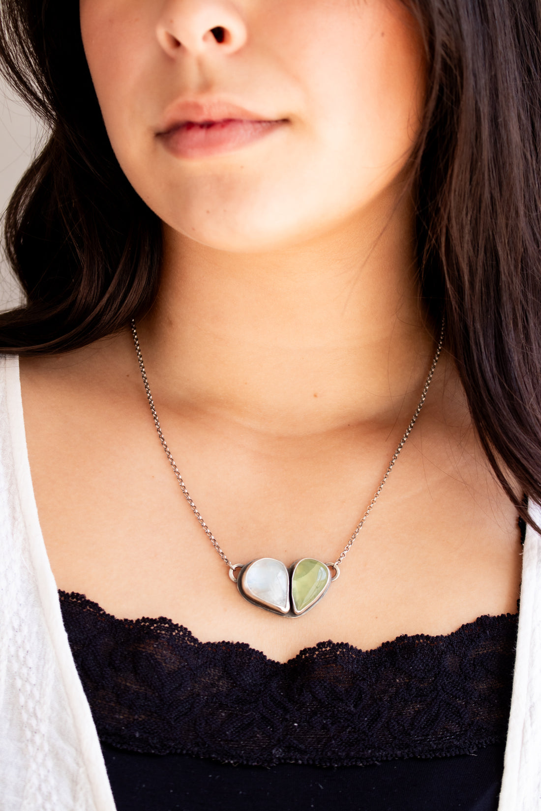 Moonstone + Prehnite Necklace