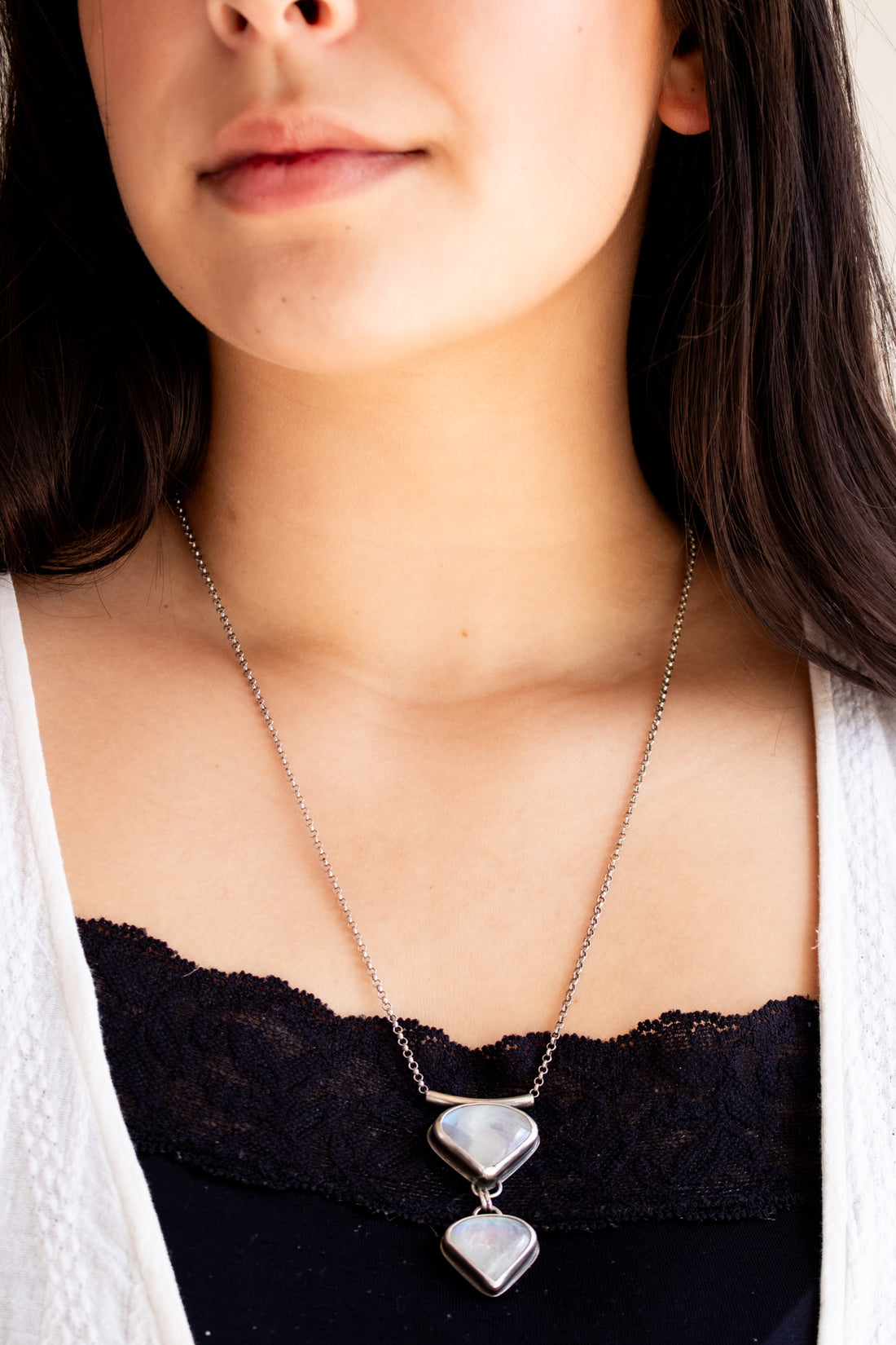 Double Rainbow Moonstone Necklace