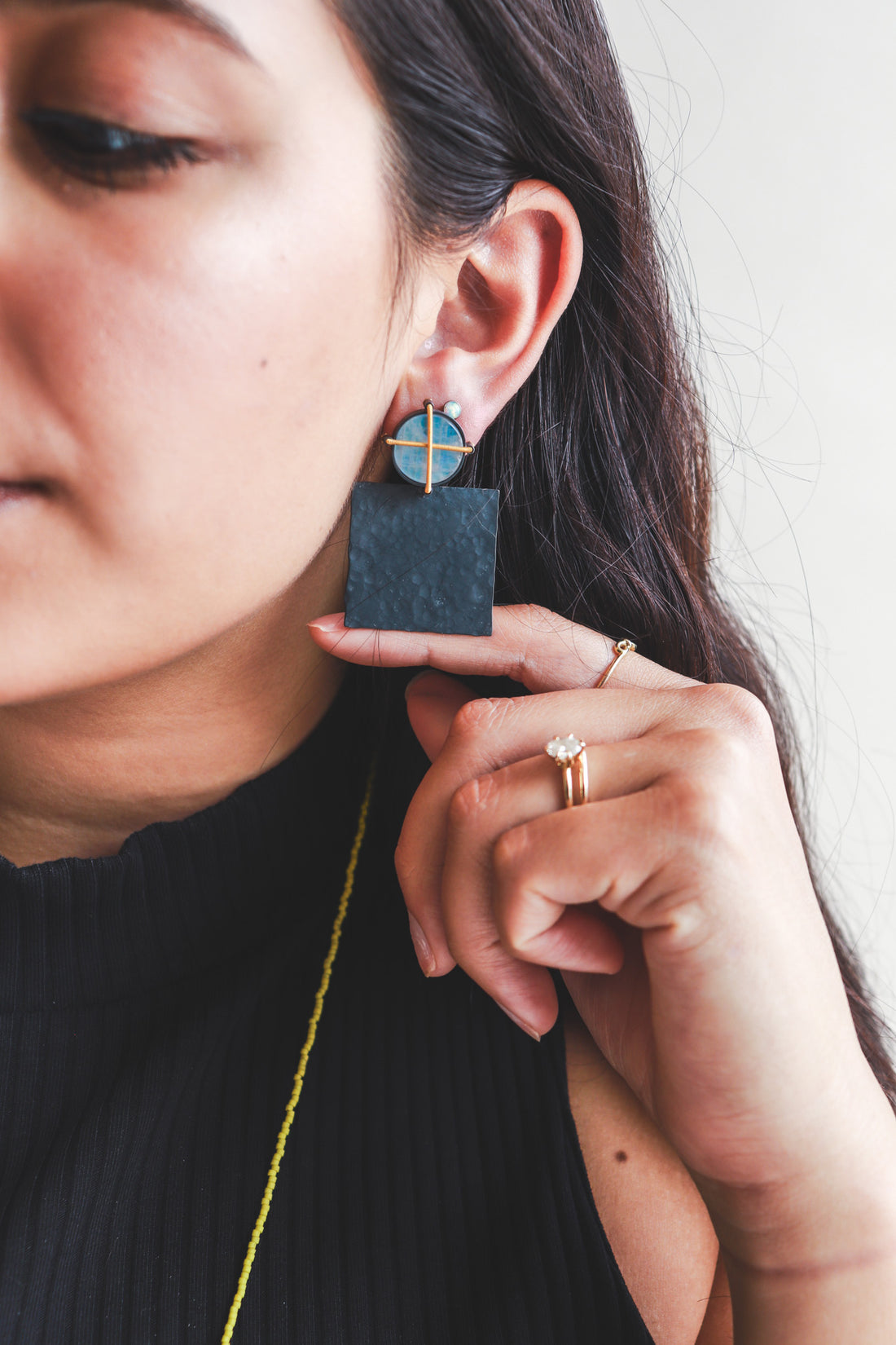 Moonstone Round Bolted Tab Earrings