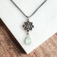 Aquamarine Single Meraki Charm Necklace