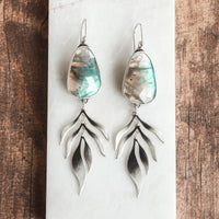 Labradorite Botanical Fern Earrings no.1