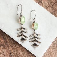 Prehnite Folk Art Fern Earrings