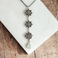 Aquamarine 3 Flower Deep Dive Necklace