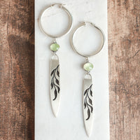 Prehnite Botanical Surfboard Hoop Earrings
