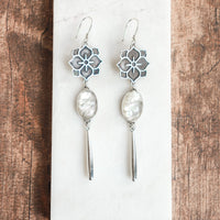 Quartz + Mother of Pearl Meraki Teardrop Earrings