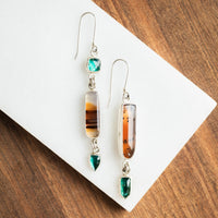 Montana Agate & Kyanite Asymmetric Earrings