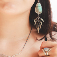 Labradorite Botanical Fern Earrings no.1