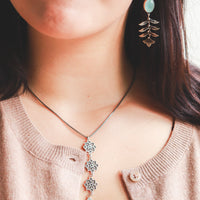 Aquamarine Folk Art Fern Earrings