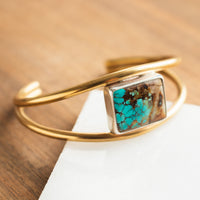 Royston Turquoise Rectangle Mixed Metal Cuff