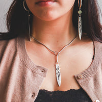 Prehnite Botanical Surfboard Hoop Earrings