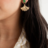 Sonoran Gold Turquoise Ginkgo Medium Earrings