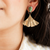 Sonoran Turquoise Ginkgo Large Earrings no.2