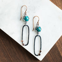 Shattuckite Rose Gold Dot Earrings
