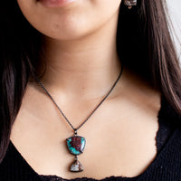 Chrysocolla Copper and Astrophyllite Necklace