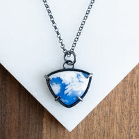 Sky Plume Agate Triangle Necklace