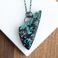Chrysocolla Copper Natural Edge Triangle Necklace