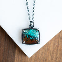 Chrysocolla Copper Small Rectangle Necklace