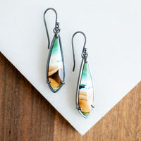 Blue Opalized Petrified Wood Earrings