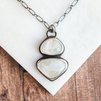 Rainbow Moonstone Duo Stone Necklace