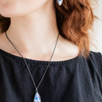 Sky Plume Agate Teardrop Necklace no.2