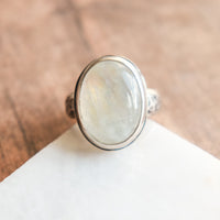 Size 8 | Rainbow Moonstone Oval Ring