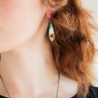 Blue Opalized Petrified Wood Earrings