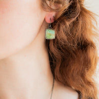 Petrified Cholla Square Dangle Earrings