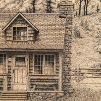 Stone Cloud Cabin | Drawing on Wood
