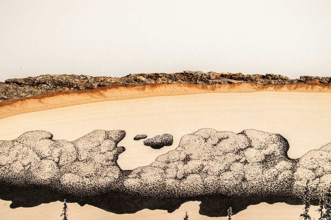 Stone Cloud Cabin | Drawing on Wood