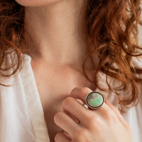 Size 7.5 | Lucin Variscite Round Ring