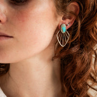 Kingman Turquoise & Pyrite Radiate Stud Earrings 1