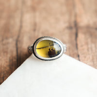 7.75 Yellow Dendritic Opal Ring no.4