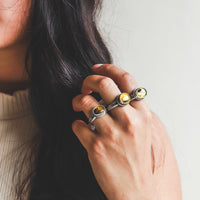 7.75 Yellow Dendritic Opal Ring no.4