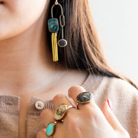 Turquoise Pebble Brass Earrings