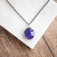 Tanzanite 14k Wide Drop Bezel Necklace
