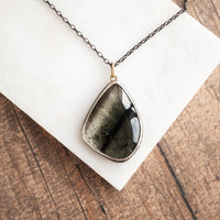 Grey/Green Tourmaline 18k Freeform Necklace