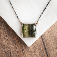 Green Tourmaline 18k Square Necklace