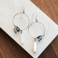 Branching Succulent Pearl Drop Earrings no.1