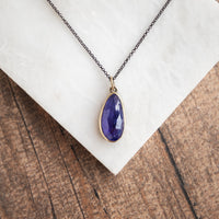 Tanzanite 18k Narrow Drop Bezel Necklace